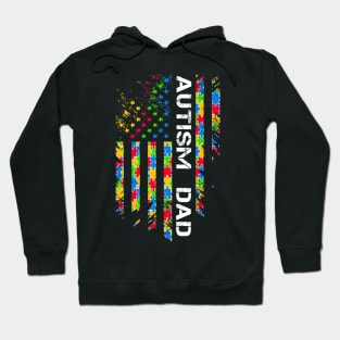 Autism Dad Awareness American Flag USA Hoodie